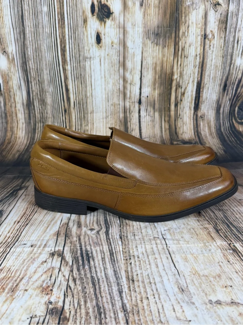 Clarks Mens Brown Leather Slip On Loafers Size 14 Dress Casual Shoes Comfort